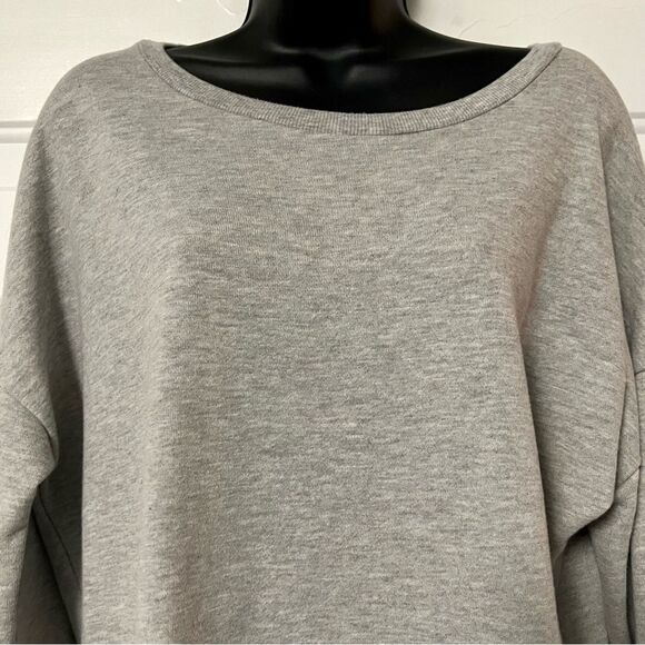 Athletic dress Metallic Sweatshirt Relaxed Gray Drop Waist Silver Pleats Skirt L - Picture 5 of 11